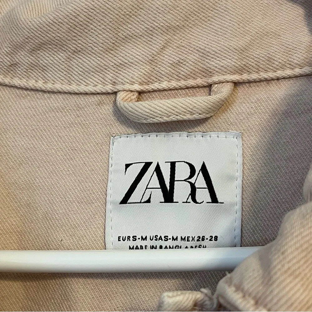Zara Women's Pink Cropped Denim Jacket - Picture 3 of 4